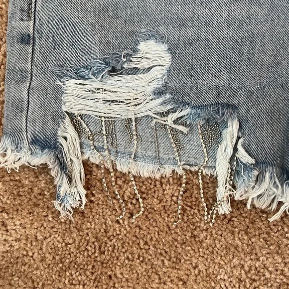 Insane Gene Rhinestone Fringe Cut Off Shorts - Picture 4 of 14